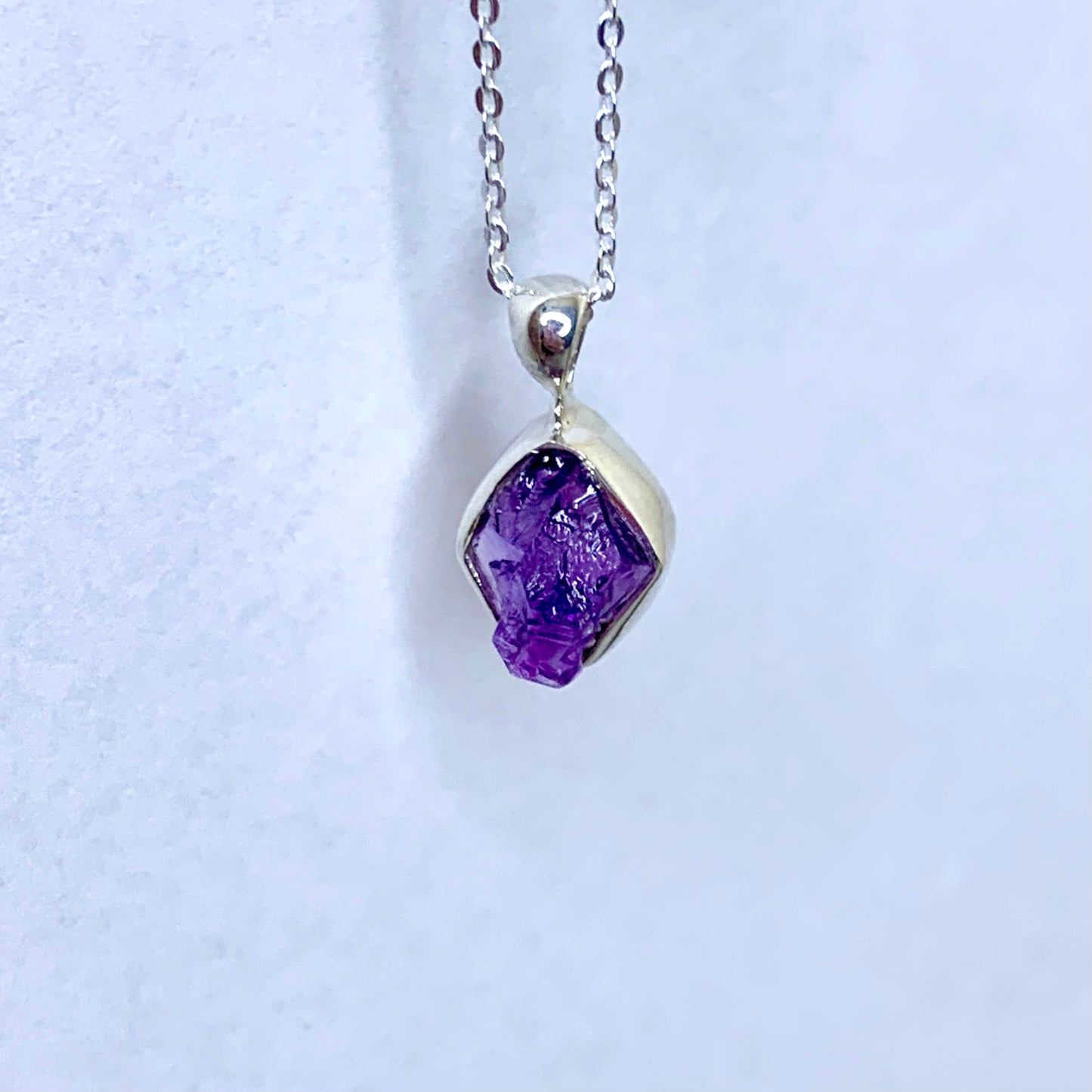 Raw Amethyst and Silver Pendant