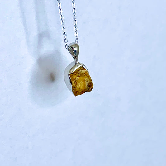 Raw Citrine and Silver Pendant