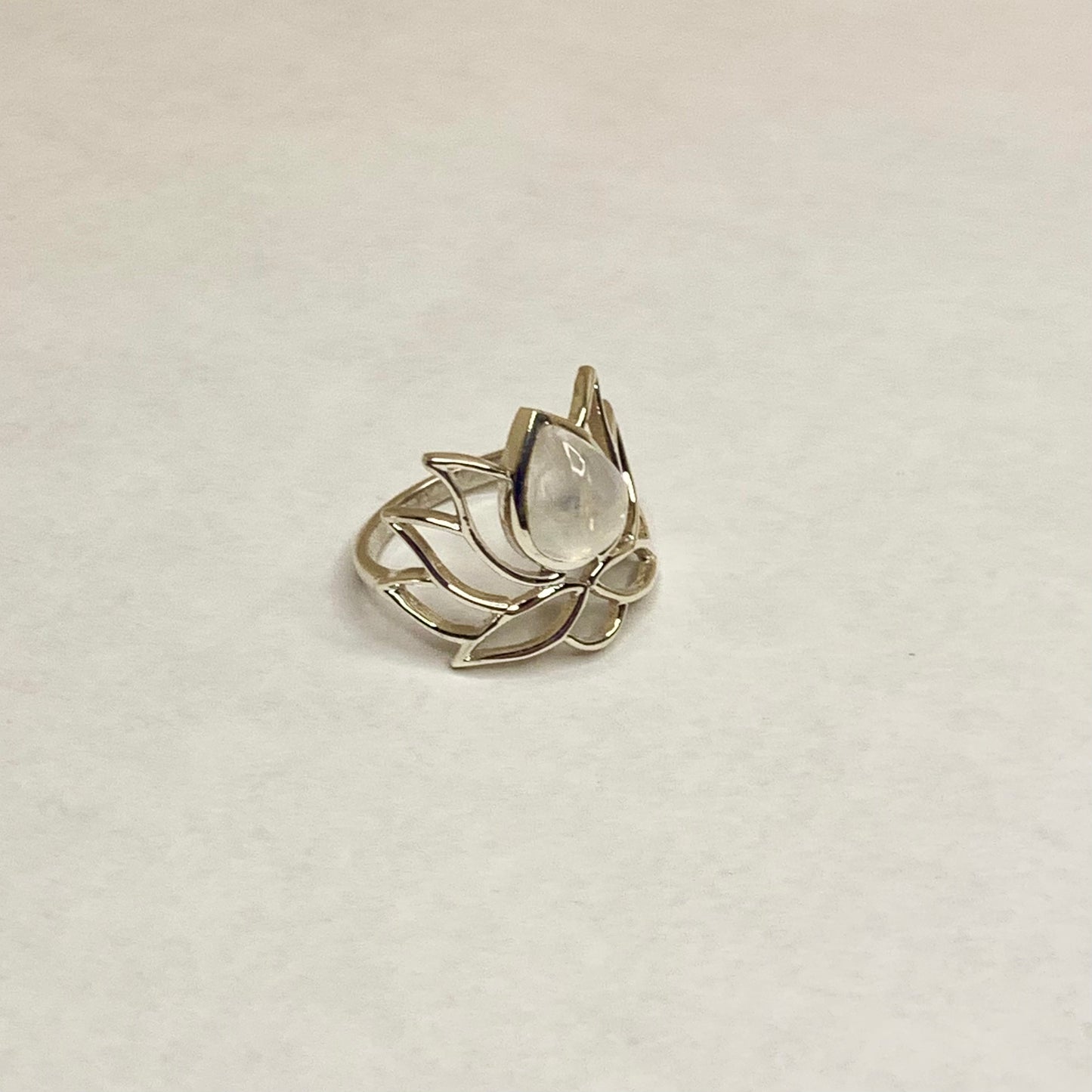 Moonstone Silver Lotus Ring