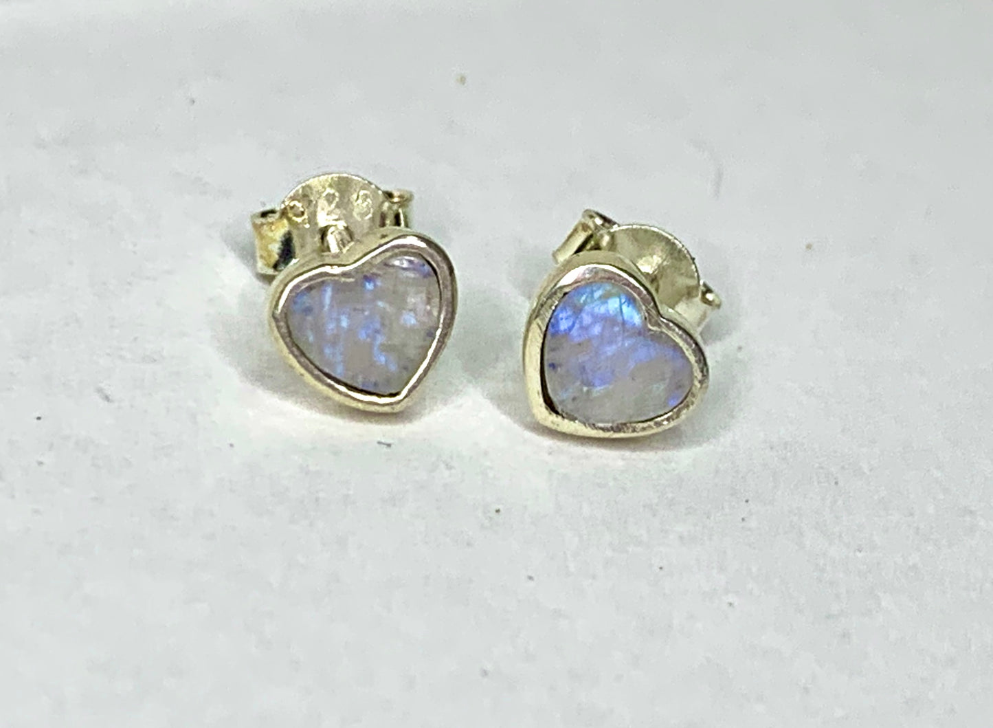 Moonstone Heart Stud Earrings