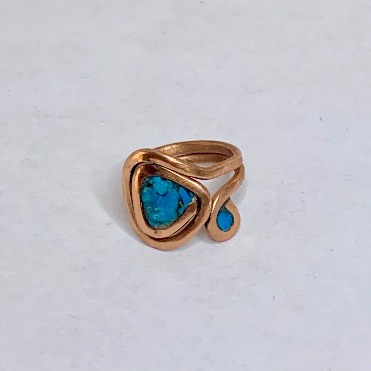 Adjustable Turquoise Copper Inlay Ring