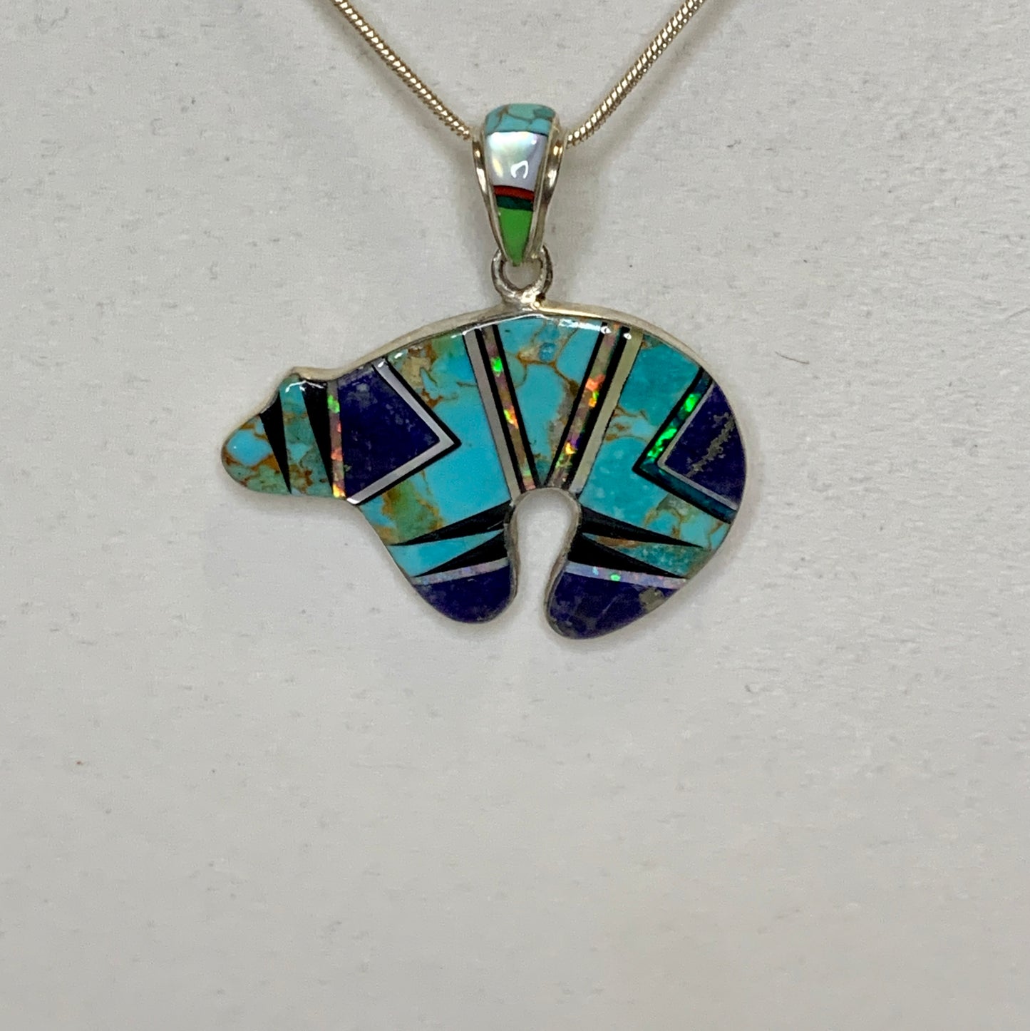 Lapis & Turquoise Bear Pendant