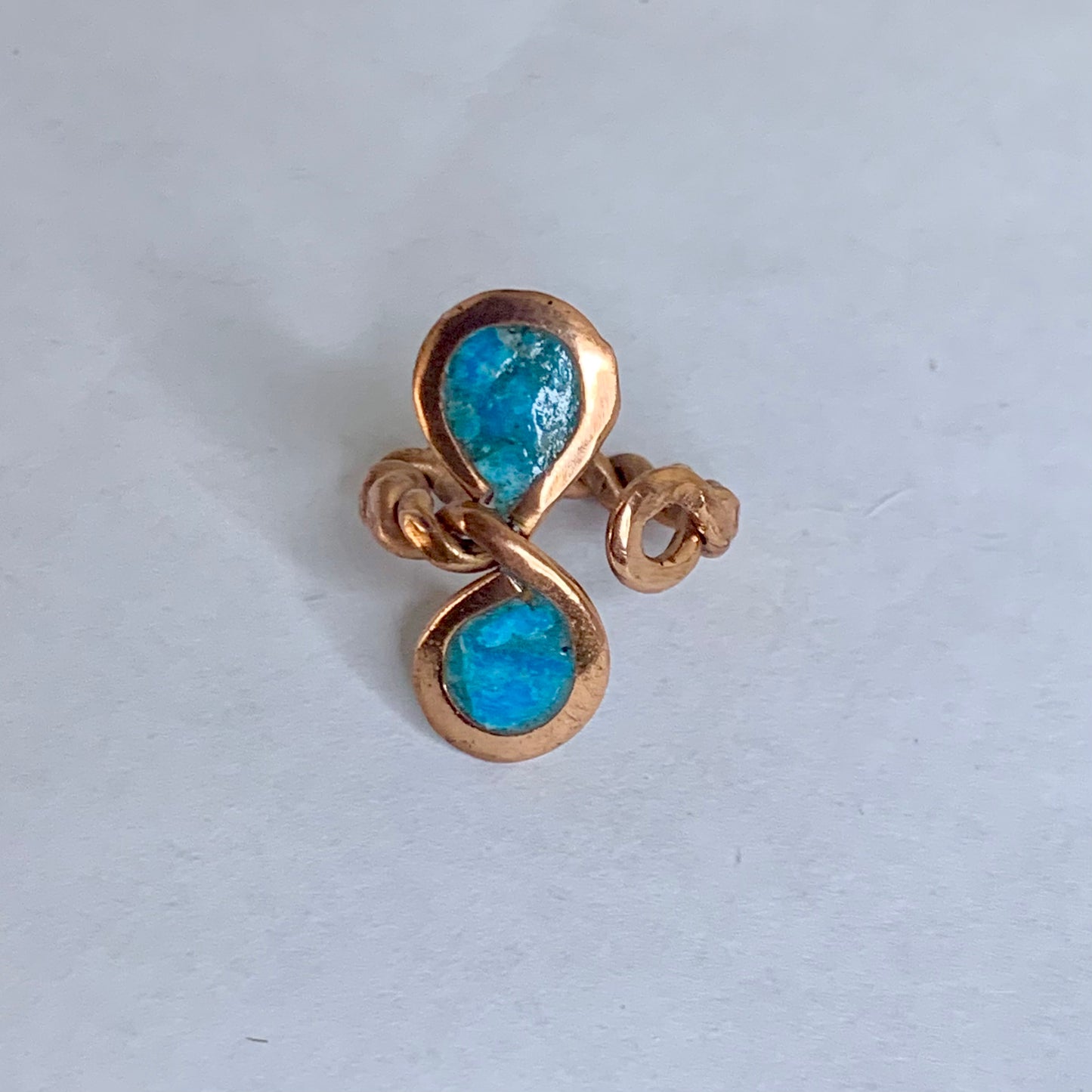 Adjustable Turquoise and Copper Inlay Ring