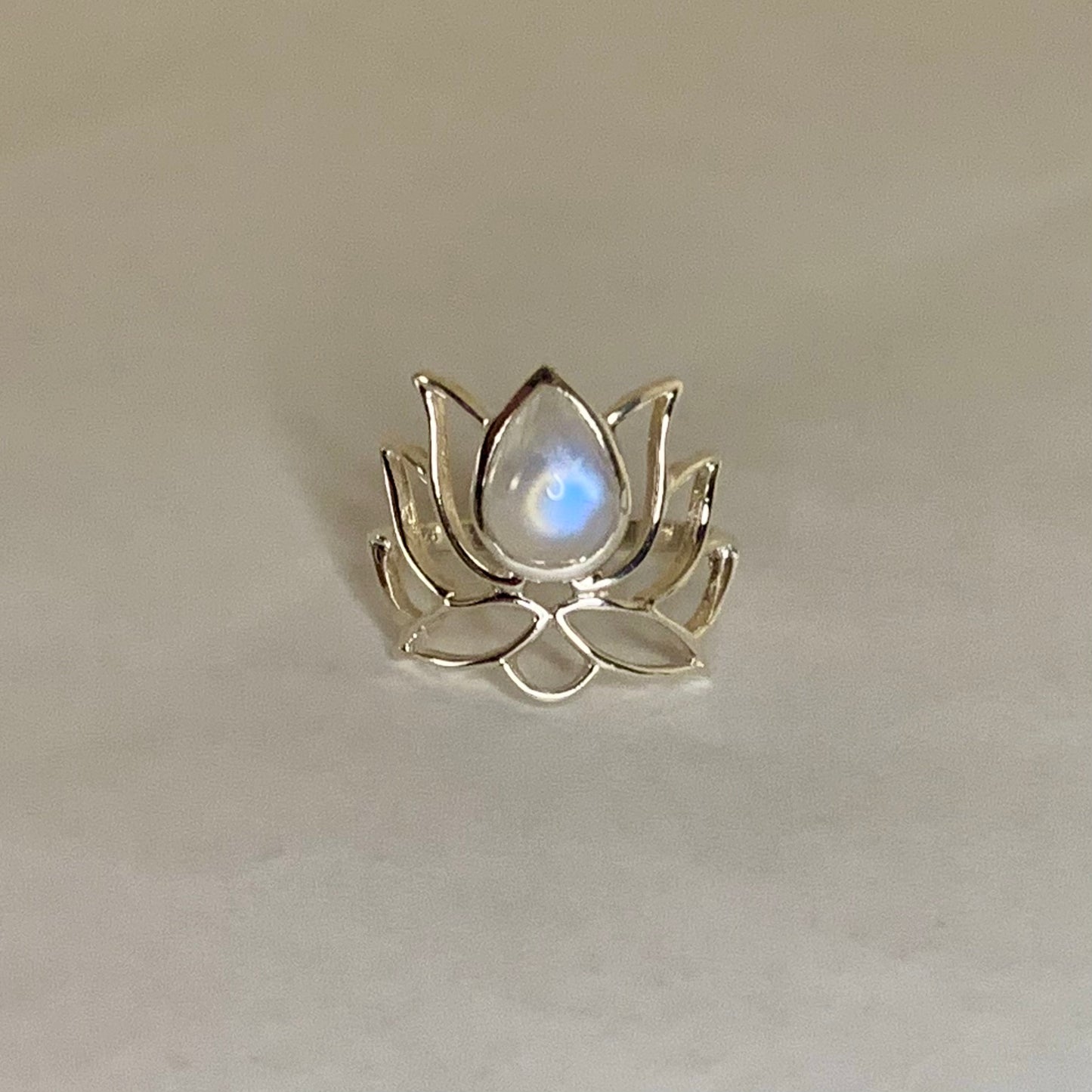 Moonstone Silver Lotus Ring