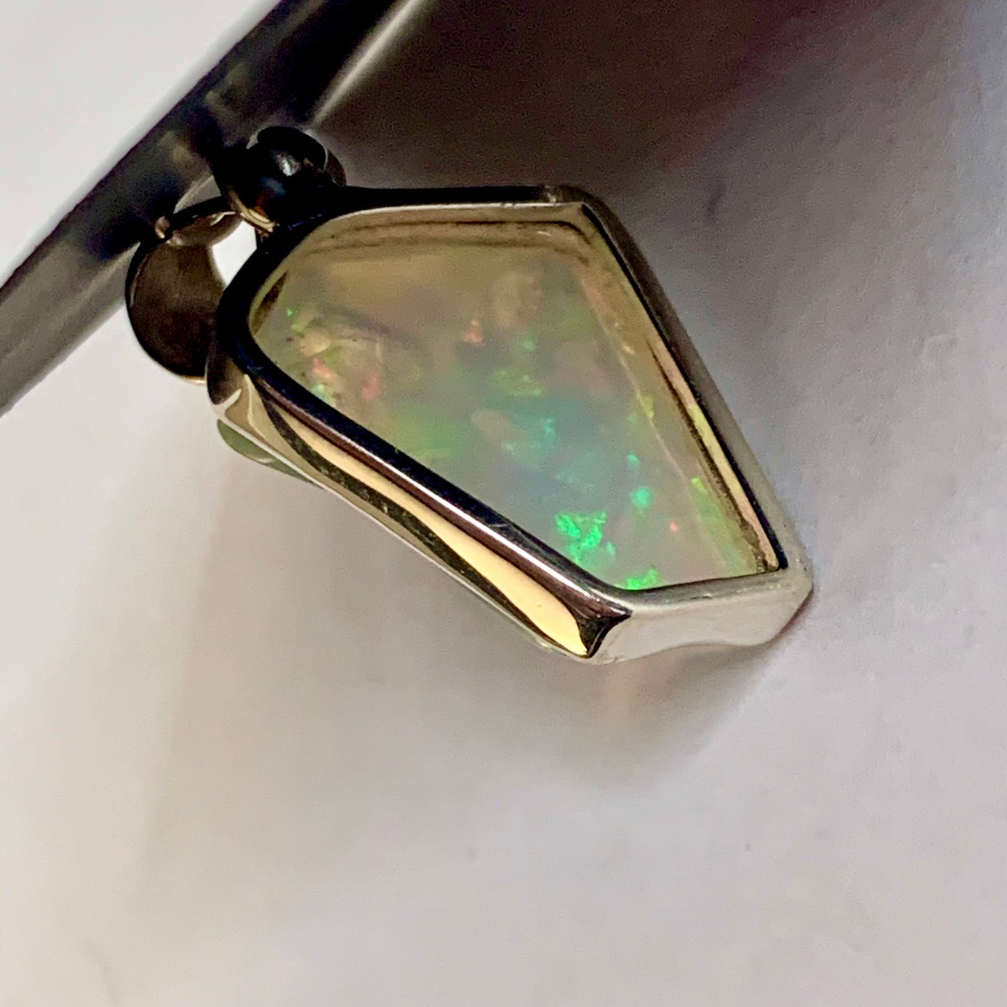 Raw Opal and Silver Pendant