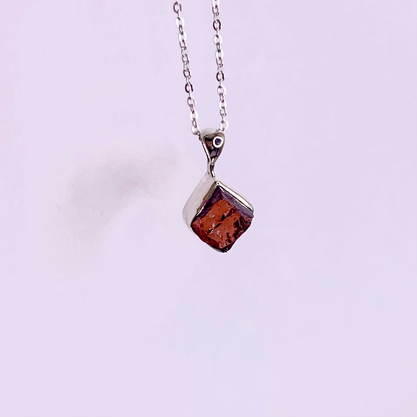 Raw Garnet and Silver Pendant