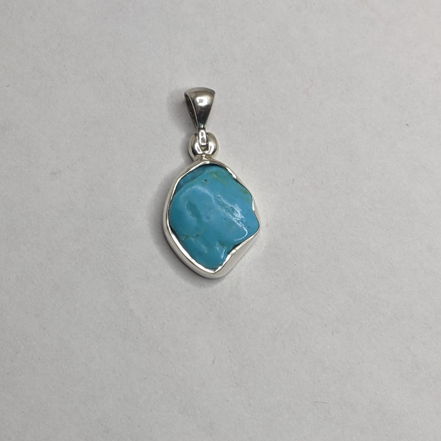 Raw Turquoise and Silver Pendant