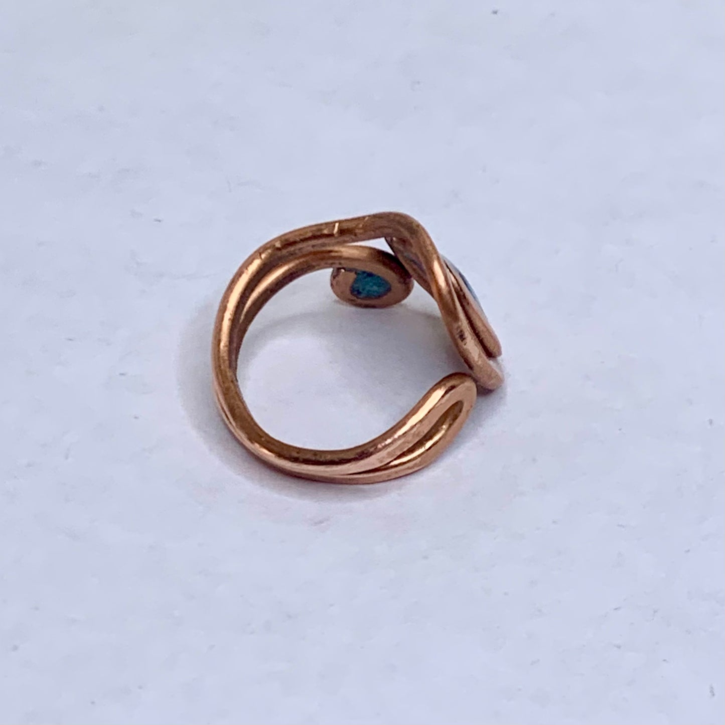 Adjustable Turquoise Copper Inlay Ring