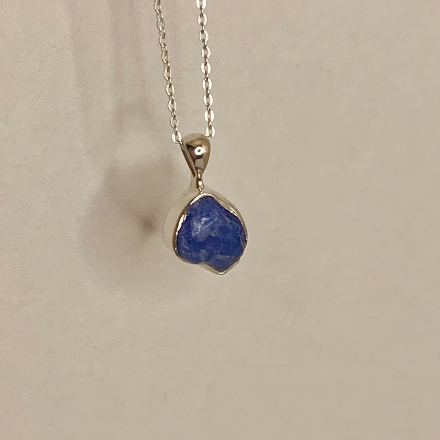 Raw Sapphire and Silver Pendant