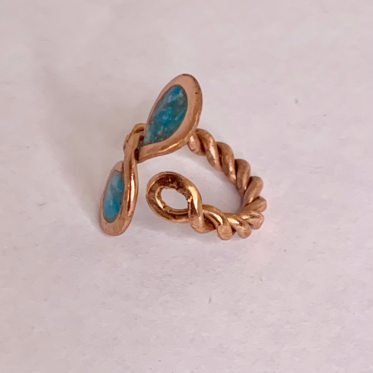 Adjustable Turquoise and Copper Inlay Ring