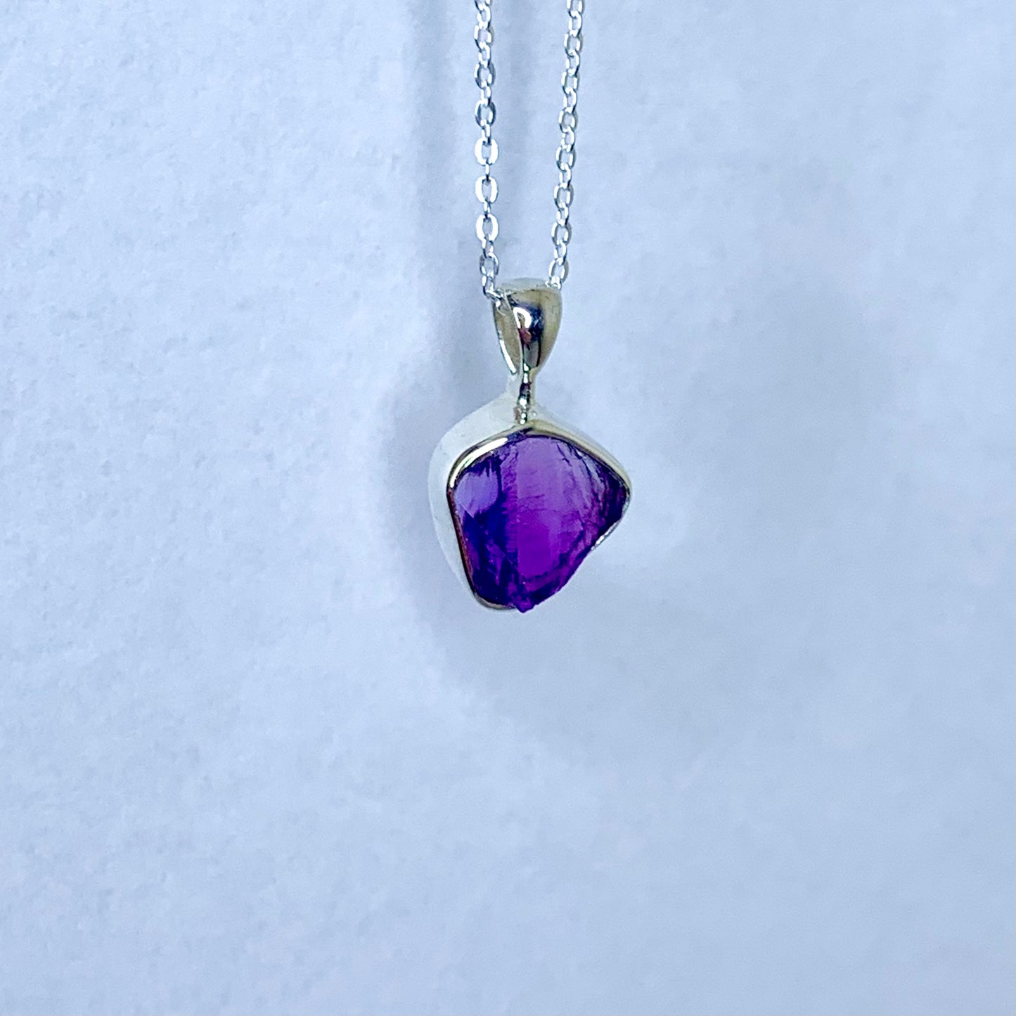 Raw Amethyst and Silver Pendant