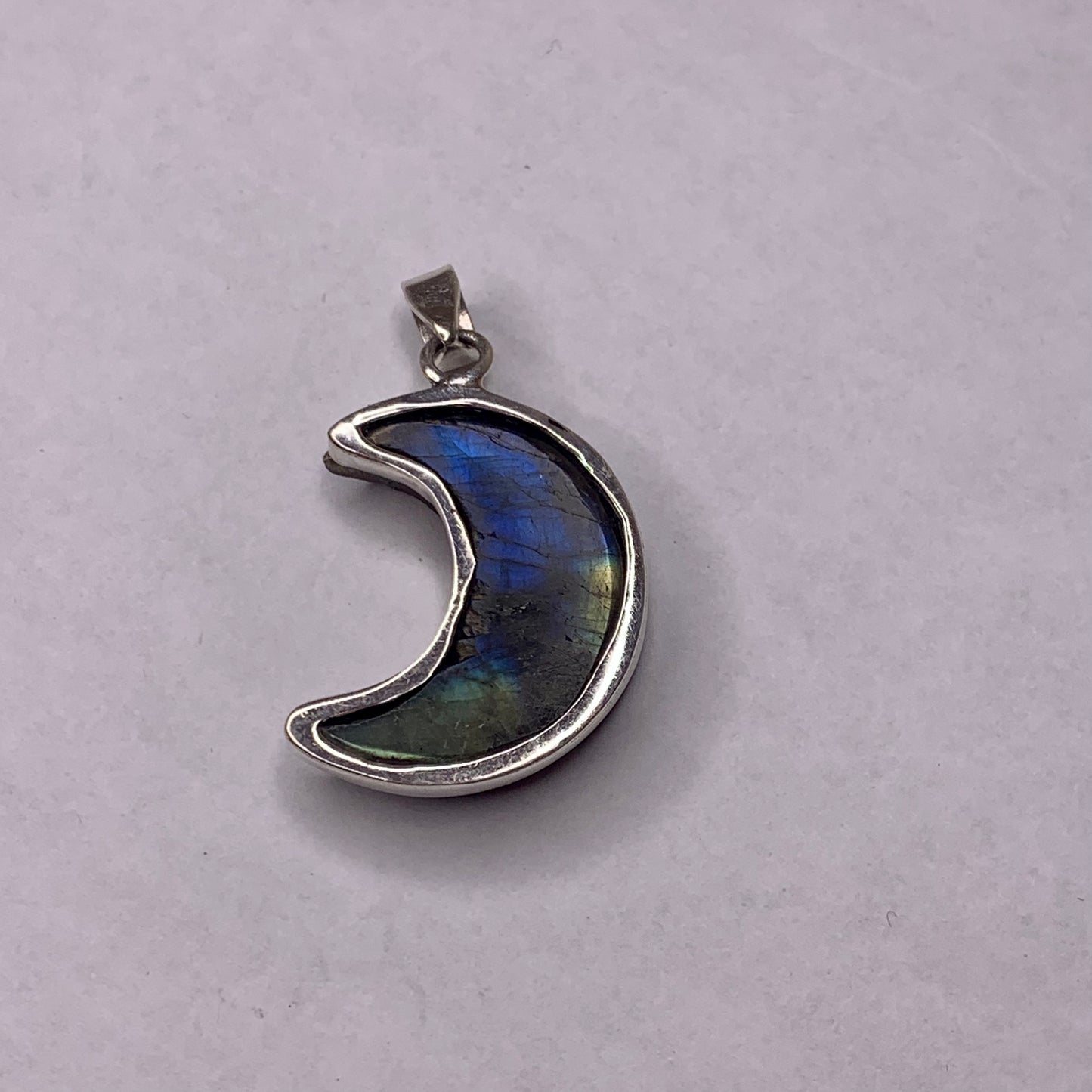 Labradorite and Silver Moon Pendant