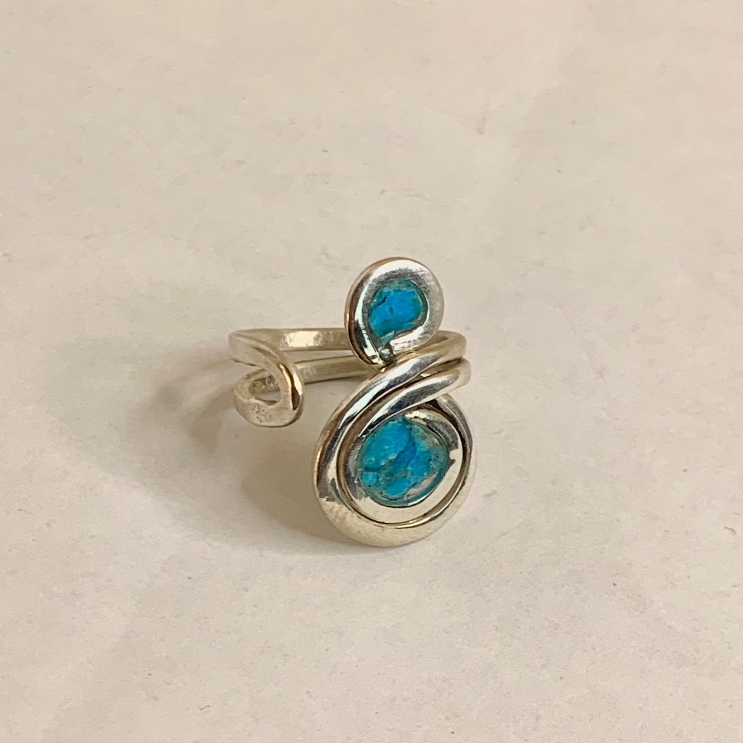 Adjustable Turquoise and Silver Inlay Ring