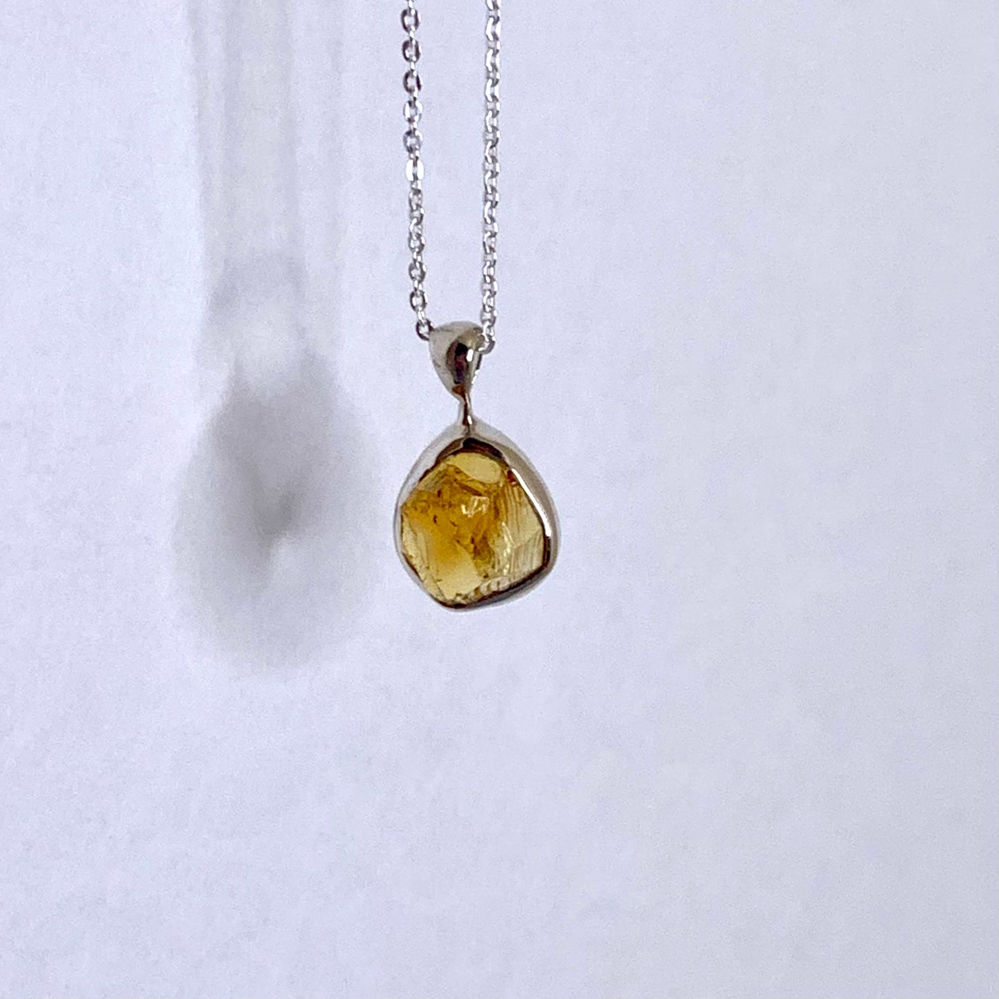 Raw Citrine and Silver Pendant