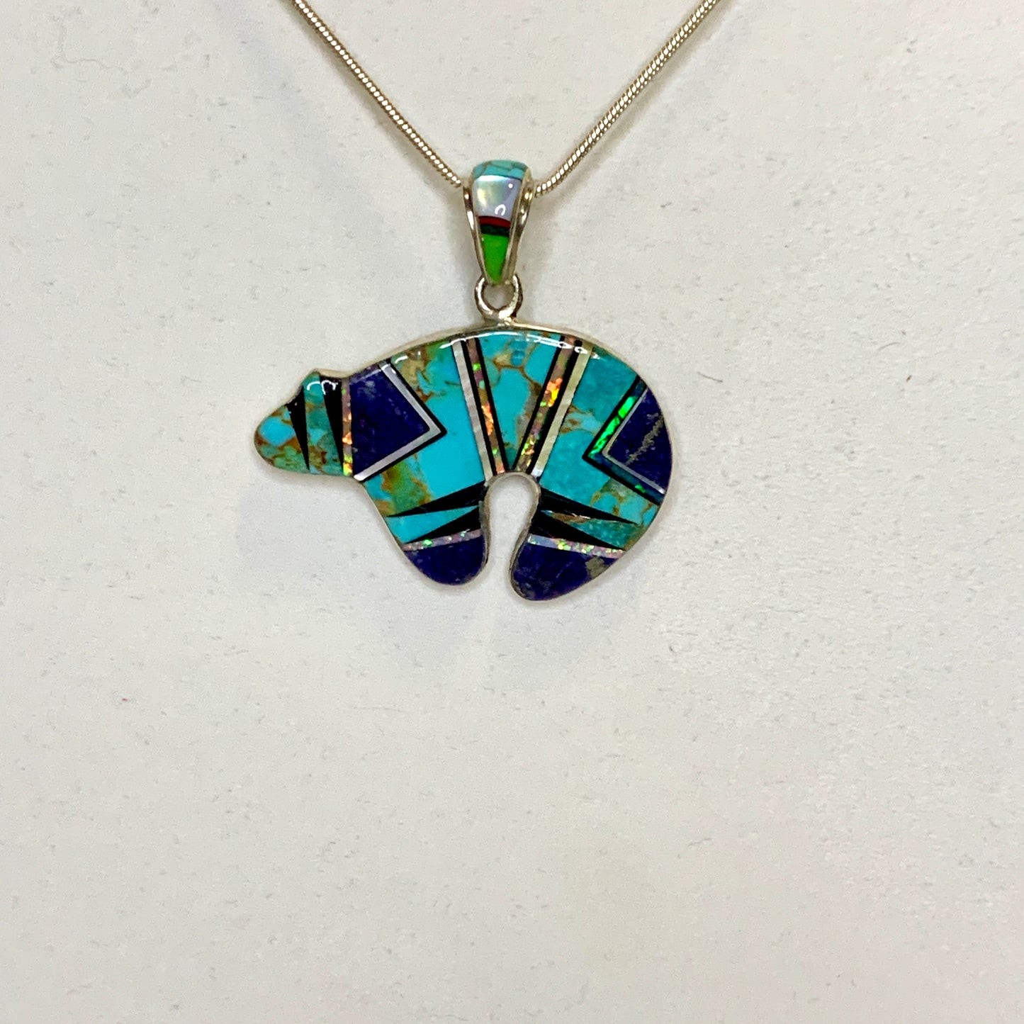 Lapis & Turquoise Bear Pendant