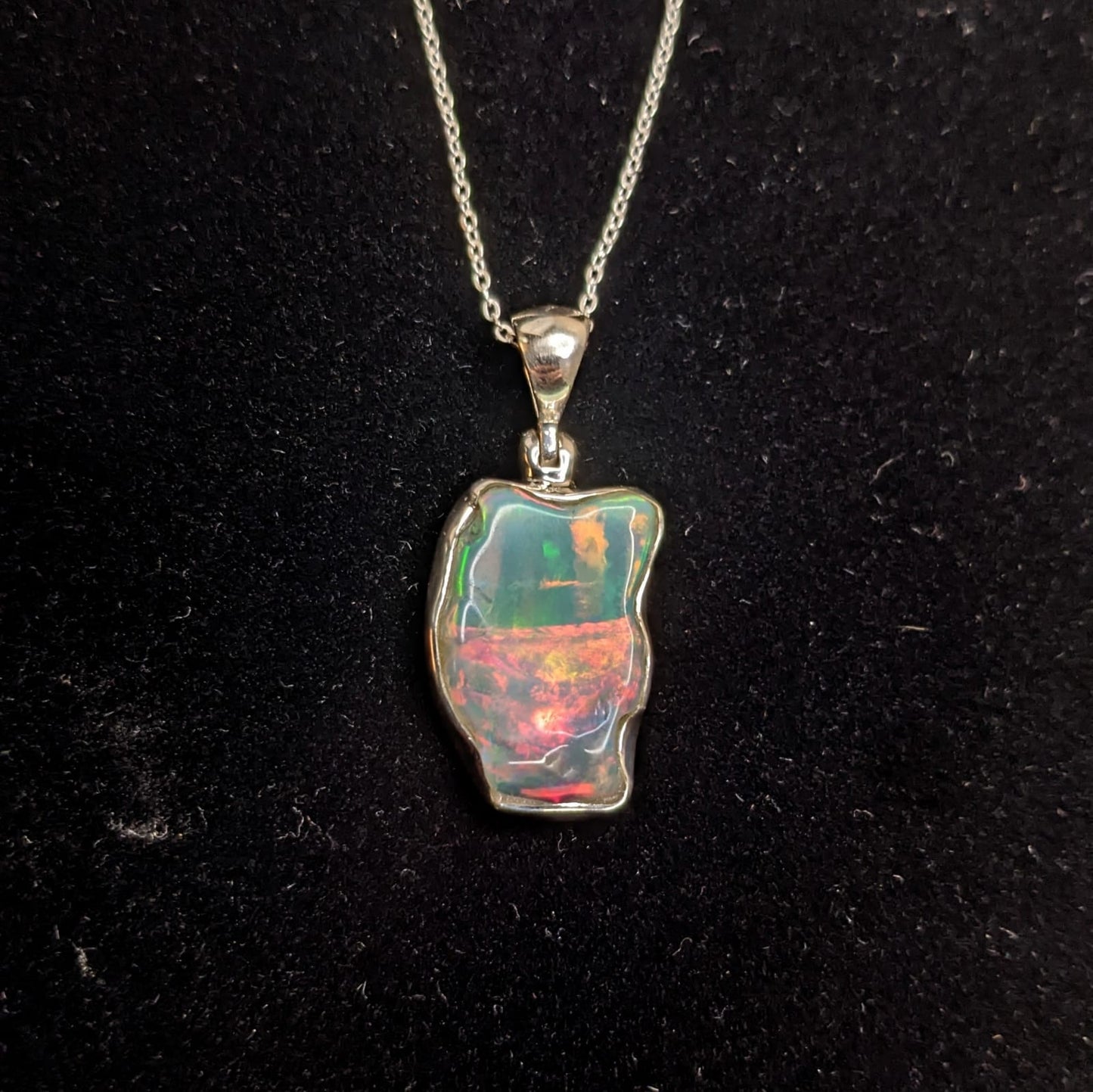 Raw Opal and Silver Pendant