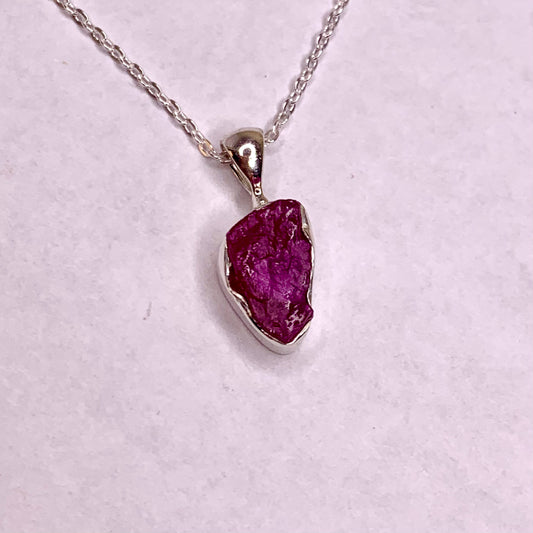 Rough Ruby Pendant in Sterling Silver