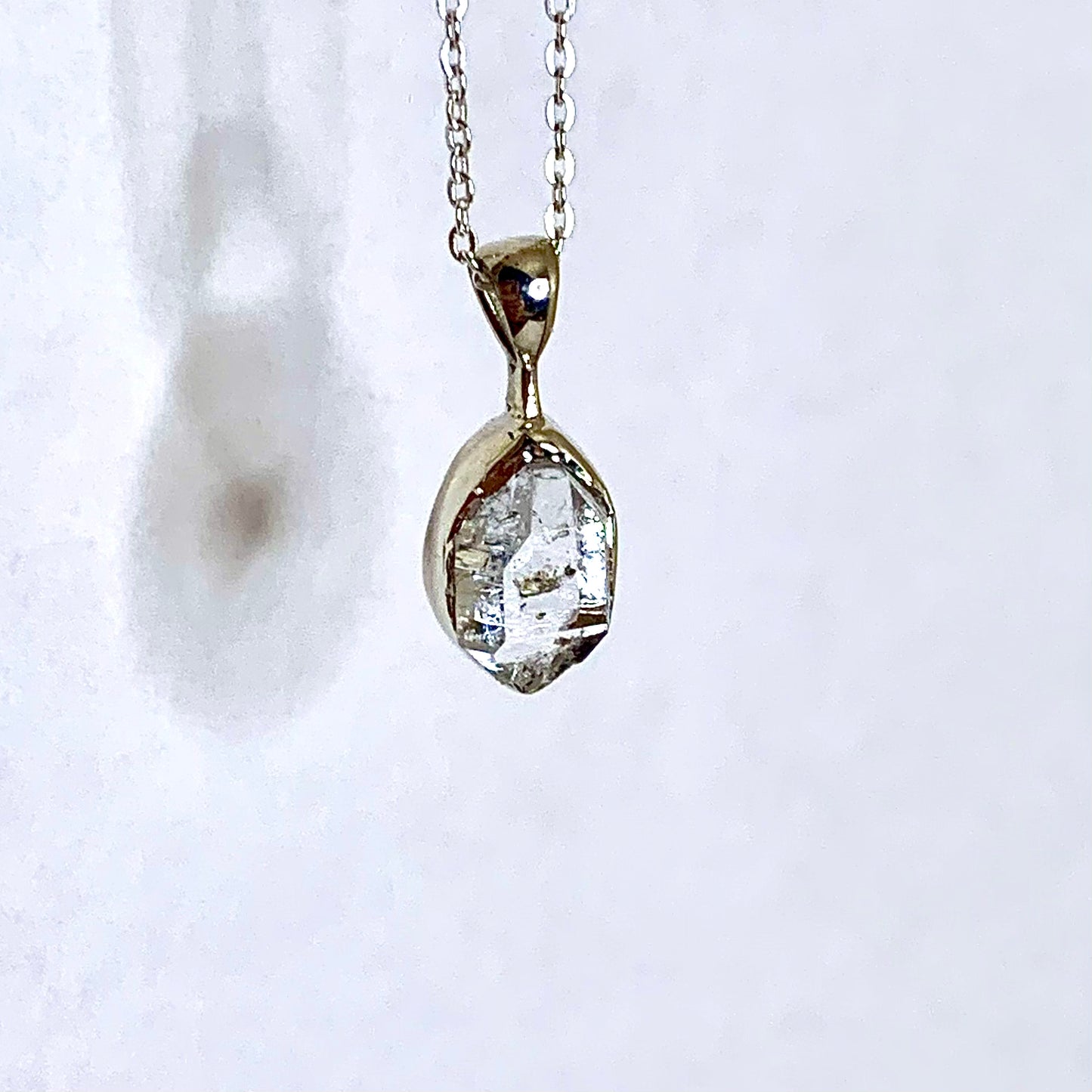 Raw Herkimer Diamond and Silver Pendant