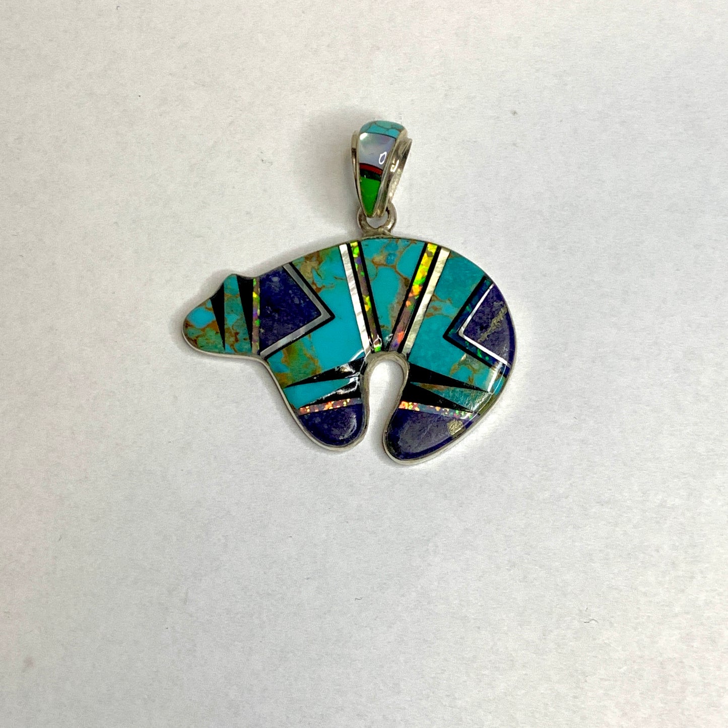 Lapis & Turquoise Bear Pendant