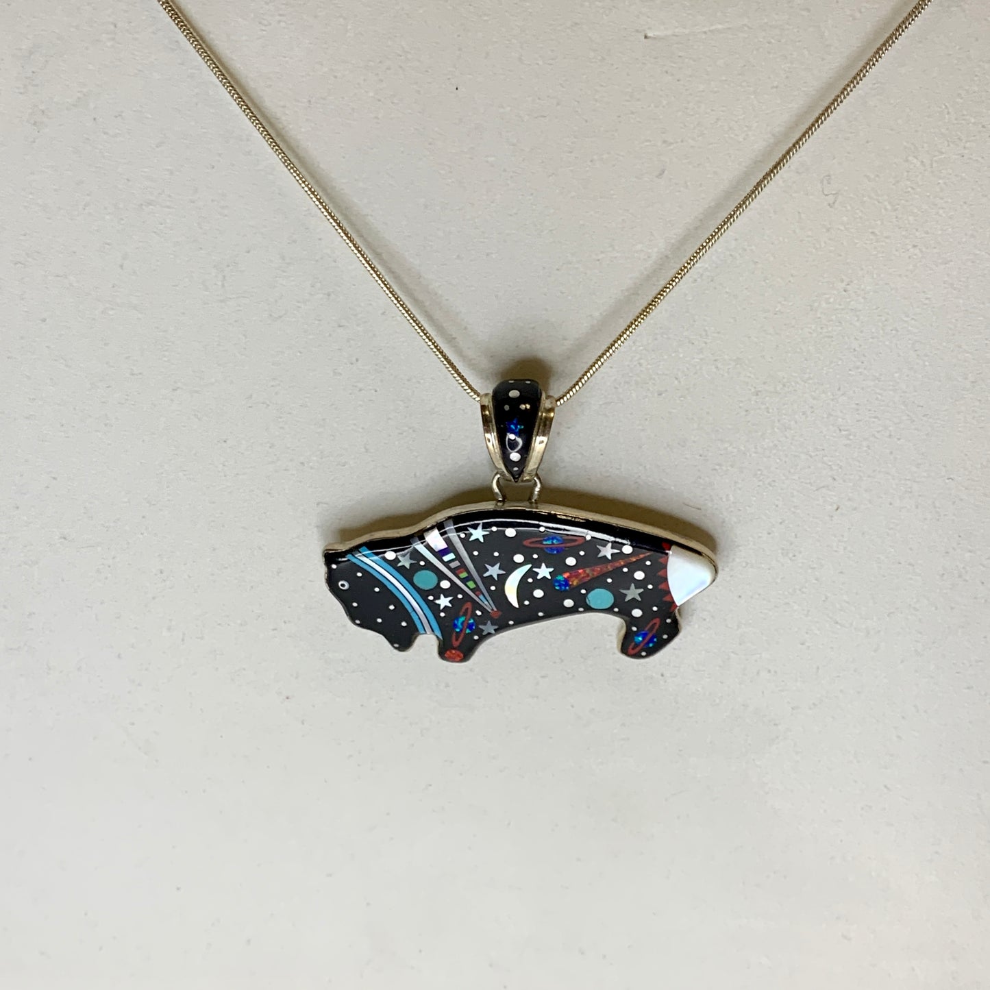 Cosmic Bison Inlay Pendant