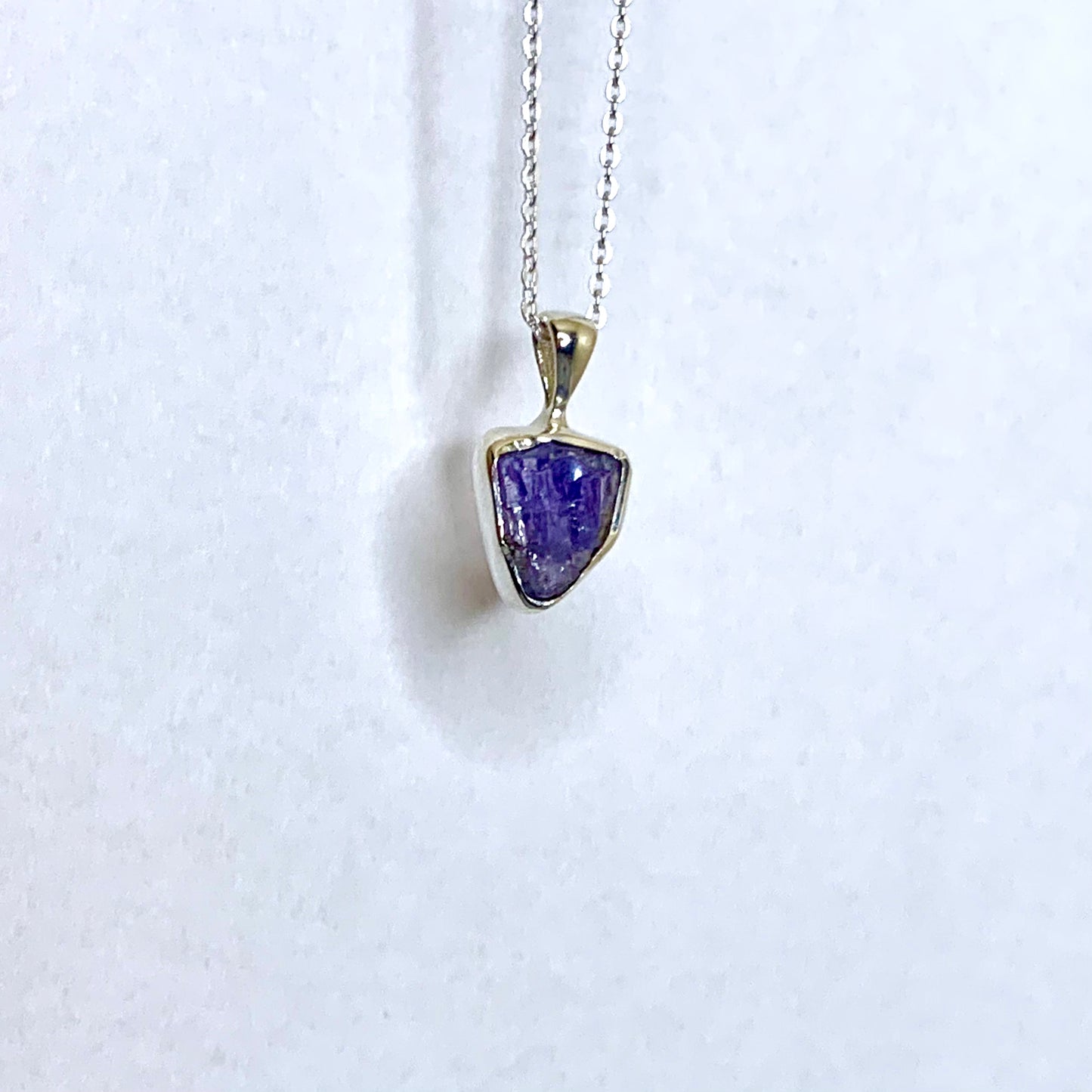 Raw Tanzanite and Silver Pendant