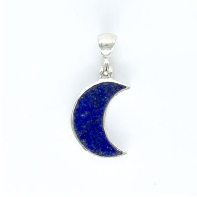 Sterling Silver Lapis Lazuli Moon Pendant