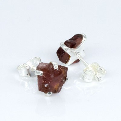 Garnet Stud Earrings - Raw