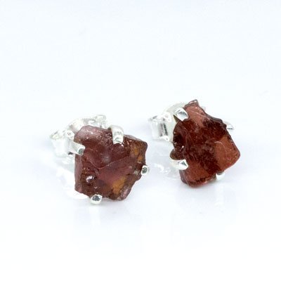 Garnet Stud Earrings - Raw