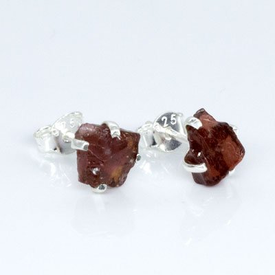 Garnet Stud Earrings - Raw