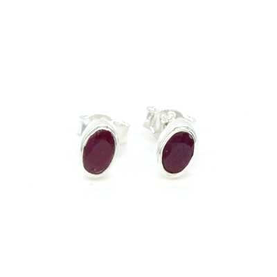 Ruby Stud Earrings - Oval