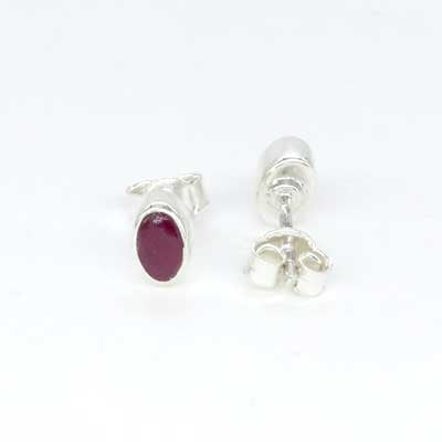 Ruby Stud Earrings - Oval