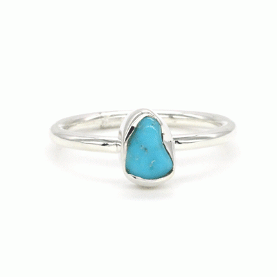 Sterling Silver Turquoise Stackable Rough Ring