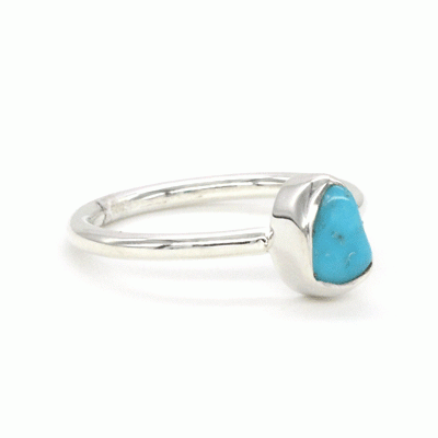 Sterling Silver Turquoise Stackable Rough Ring